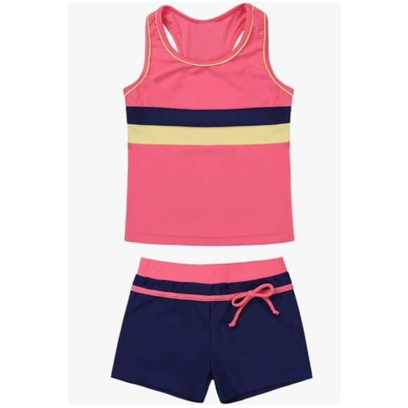 Iefiel Other - Pretty in Pink & Navy: The Perfect Tankini for Girls Size 14 iEFiEL